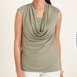Chicos Womens sage leaf cowl neck tee